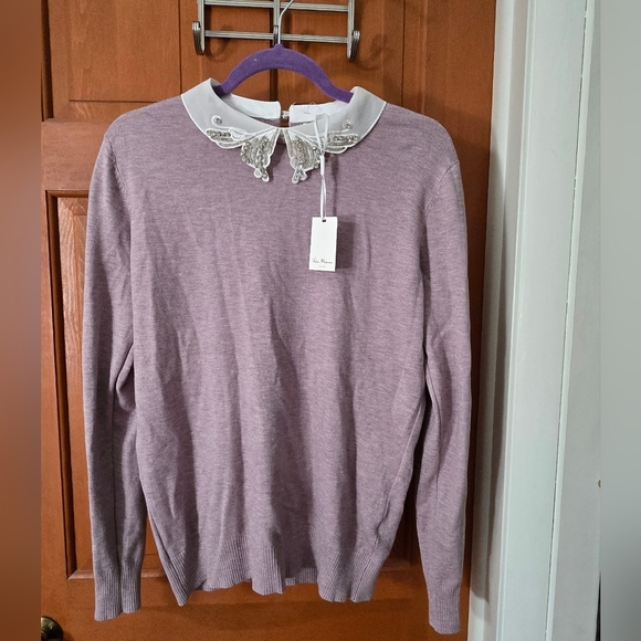 vila milamo Sweaters - Vila milamo Heather mauve lavender eggshell sweater sz L nwt